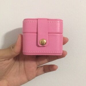 Mini Pink Portable Travel Ring Box Organizer with Magnetic Closure